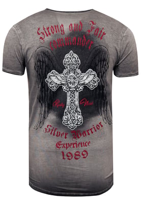V-hals T-shirt met print aan de zijkant