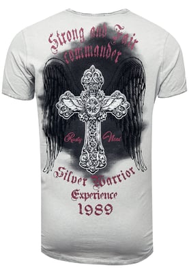 V-hals T-shirt met print aan de zijkant