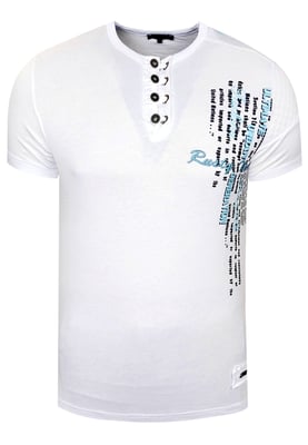 Olie-gewassen T-shirt met knoopsluiting