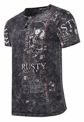 Henley T-shirt met knoopstreep en prints aan de voorkant