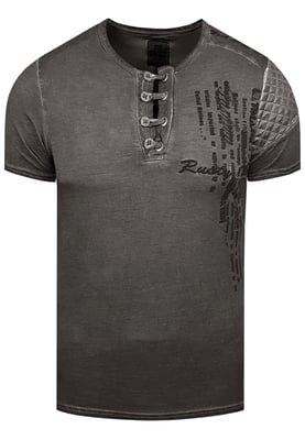 Olie-gewassen T-shirt met knoopsluiting
