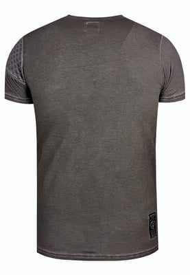 Olie-gewassen T-shirt met knoopsluiting
