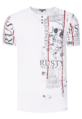 Henley T-shirt met knoopstreep en prints aan de voorkant