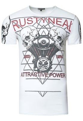 Rocker T-shirt licht gewassen met schedelprint