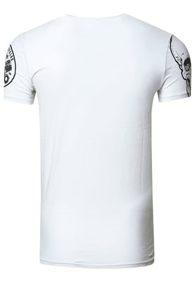 Rocker T-shirt licht gewassen met schedelprint