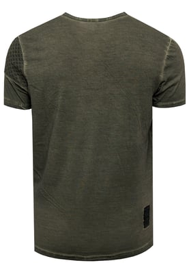 Olie-gewassen T-shirt met knoopsluiting