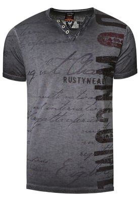 T-shirt met V-hals en logo-print aan de zijkant