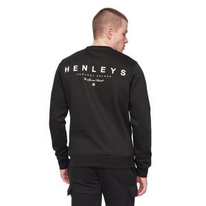 Henleys Heren Moorehen Sweatshirt met ronde hals (Zwart)