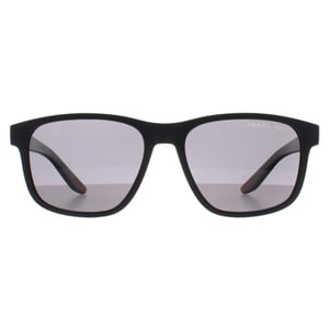 Prada Sport Rectangle Mens Black Rubber Dark Grey Polarized PS06YS