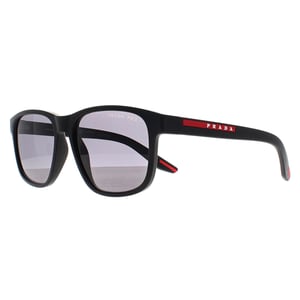 Prada Sport Rectangle Mens Black Rubber Dark Grey Polarized PS06YS