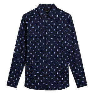 Ted Baker Heren KYME Ditsy Bloemen Overhemd Met Lange Mouwen (Marine)