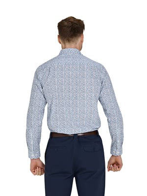 Long Sleeve Floral Print Cotton Poplin Shirt / Sky Blue
