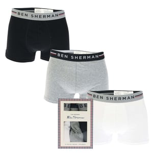 Ben Sherman Boxershorts Roman för herrar (Förpackning med 3 st) (Svart/grå/vit)