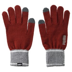 Puma Unisex gebreide winterhandschoenen voor volwassenen (Rood/Grijze Heide)