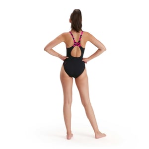 Speedo Dames/dames Hyperboom Splice Eco Endurance+ One Piece Swimsuit (Zwart/roze)