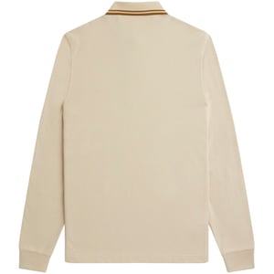 Fred Perry Long Sleeve Twin Tipped Oatmeal Beige Polo Shirt