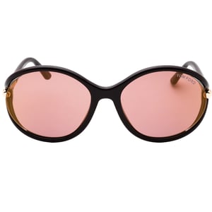 Tom Ford Solglasögon med glänsande mörkbruna bågar och rosébruna glas