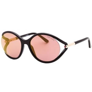 Tom Ford Solglasögon med glänsande mörkbruna bågar och rosébruna glas