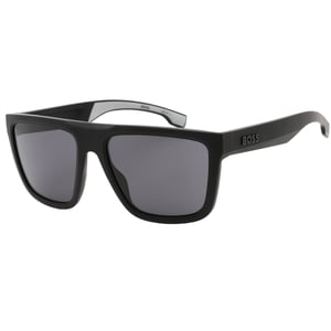 Hugo Boss zonnebril met grijze glazen en zwarte en grijze details
