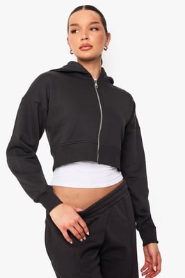 Shrunken Zip Through Hoodie