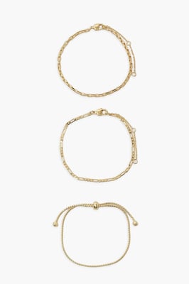 Real Gold Plated 3 Pack Bracelet Set