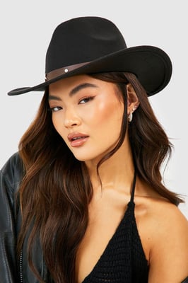 Black Star Studded Trim Western Cowboy Hat