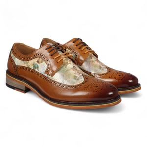 Justin Reess Heren Bruine Leren Iconic Print Brogue Dress Schoenen - Scott
