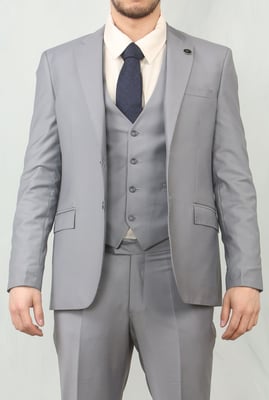 Heren Grijs 3-delig Formeel Klassiek Prom Suit Werkkleding