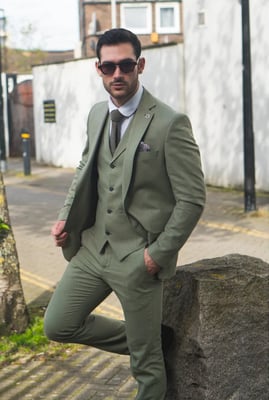 Heren Sage Tailor Fit 3-delig Linnen Zomer Trouwsuit