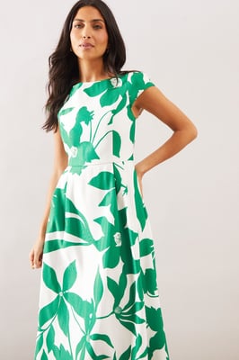 Floral Ottoman Fit & Flare Midaxi Dress
