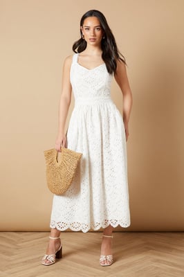 Embroidered Broderie Midi Dress