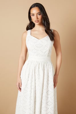 Embroidered Broderie Midi Dress