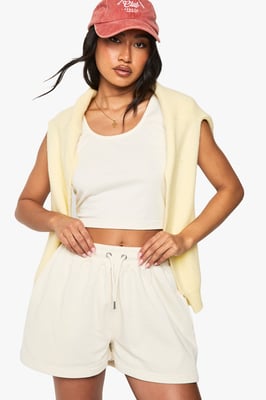 Scoop Neck Crop Top And Sweat Short Set