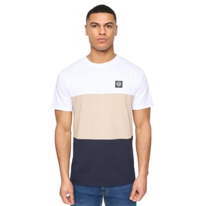 Henleys Mens Henpanel Colour Block Cotton T-Shirt (White)