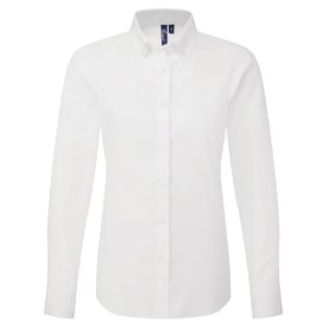 Premier Dames Supreme Oxford Langsleeve Shirt (Wit)