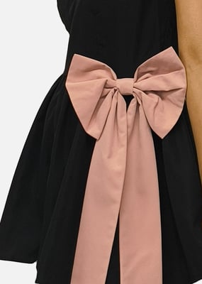 Svart Bow Detail Puff Skort Playsuit