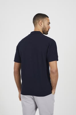 Navy Knitted Short Sleeve Shirt