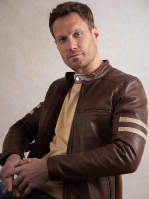 Charlie II Leather Racer Jacket in Cognac