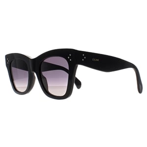Celine Cat Eye Womens Shiny Black Smoke Polarized Catherine CL4004IN