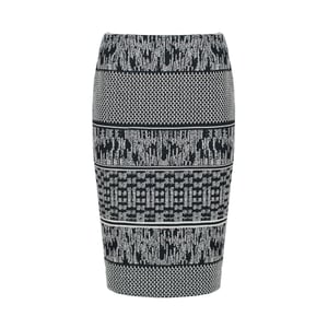 Elastische Gabardine-kokerrok tot onder de knie met luipaardprint