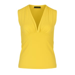 Gele mouwloze jersey top met V-hals – stretchkatoenmix