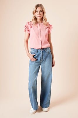 Lace Trim Button Up Top