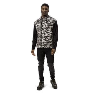 Caterpillar Hooded Long Sleeve Cotton Men's Grey T-Shirt