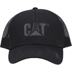 Caterpillar Raised Logo Cotton Unisex Adults Black Baseball Caps