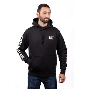 Caterpillar Varumärke Banner Bomull Herr Svart Huva Sweatshirt