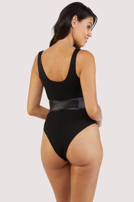 Wolf & Whistle Melody Jersey Body With PU Panel