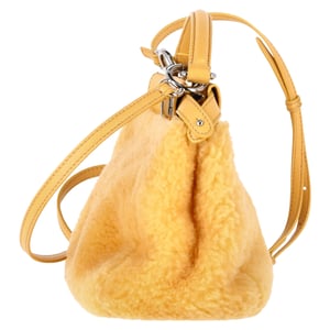 Fendi Mini Peekaboo Shearling Handbag in Yellow Sheepskin