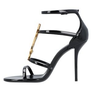 Saint Laurent Cassandra Sandaler I Svart Lackskinn
