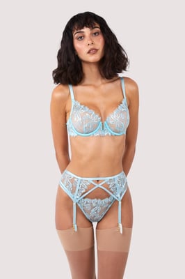 Wolf & Whistle Eva Blue Graphic Embroidery Suspender