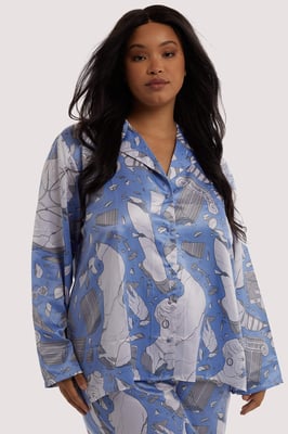 Playful Promises Logan Spector Statues Drop Hem Long Sleeve Pj Top